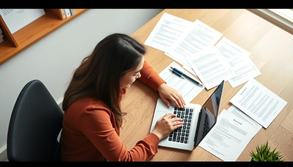 Student preparing application for fully funded college scholarships in USA Student preparing application for fully funded college scholarships in USA